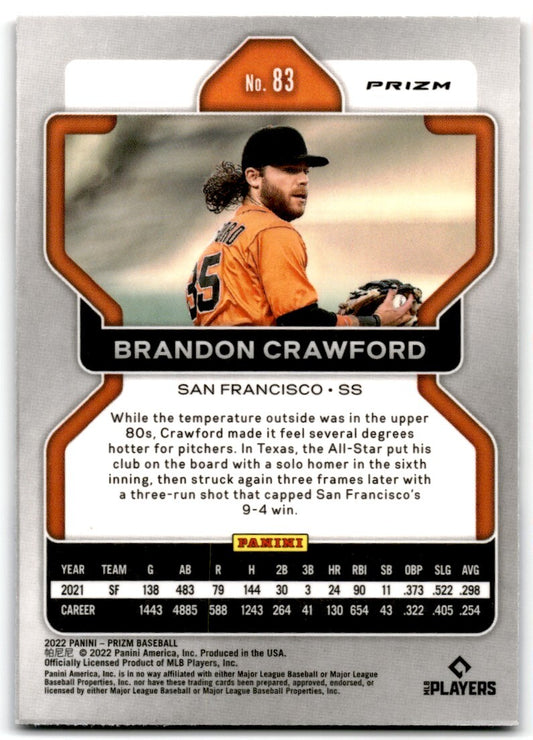 2022 Panini Prizm Red/White/Blue Brandon Crawford San Francisco Giants #83