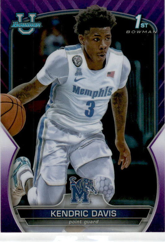 2022-23 Bowman University Chrome Purple #59 Kendric Davis Memphis Tigers