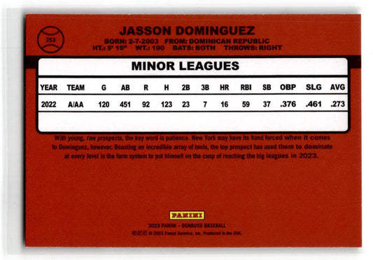 2023 Donruss #253 Jasson Dominguez New York Yankees