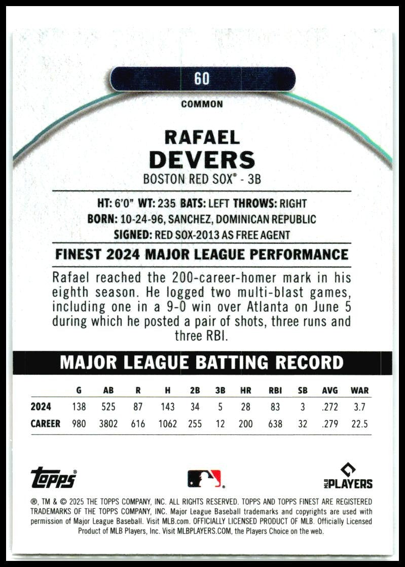 2025 Topps Finest X-Fractor #60 Rafael Devers Red Sox