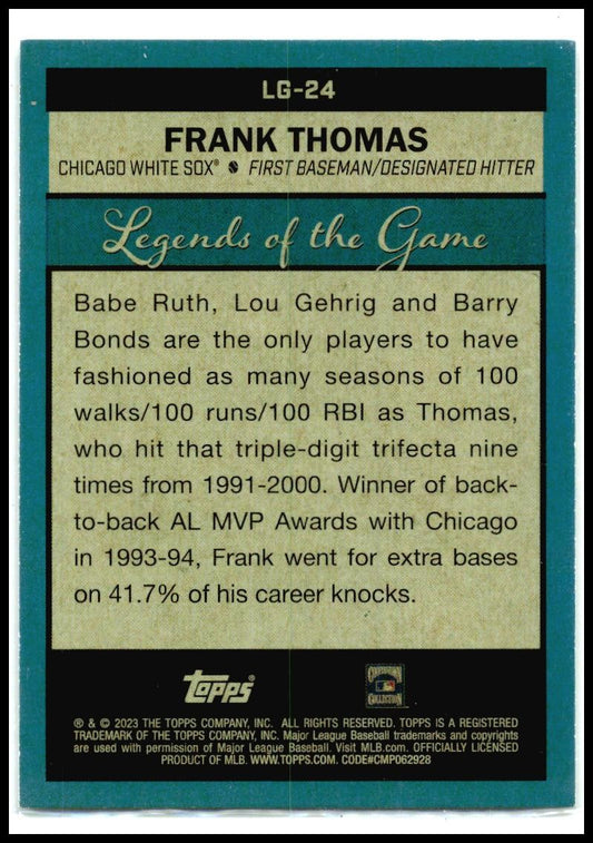 2023 Topps Legends of the Game #LG-24 Frank Thomas Chicago White Sox