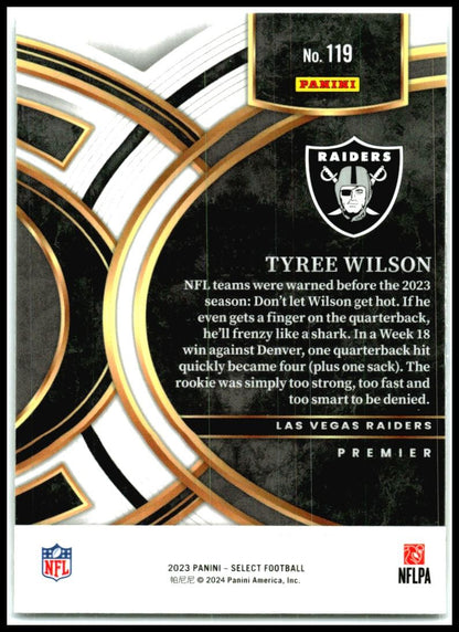 2023 Panini Select #119 Tyree Wilson Rookie Las Vegas Raiders