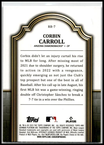 2023 Bowman Platinum Renowned Rookies #RR-7 Corbin Carroll Arizona Diamondbacks