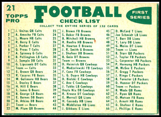 1960 Topps #21 Chicago Bears Chicago Bears