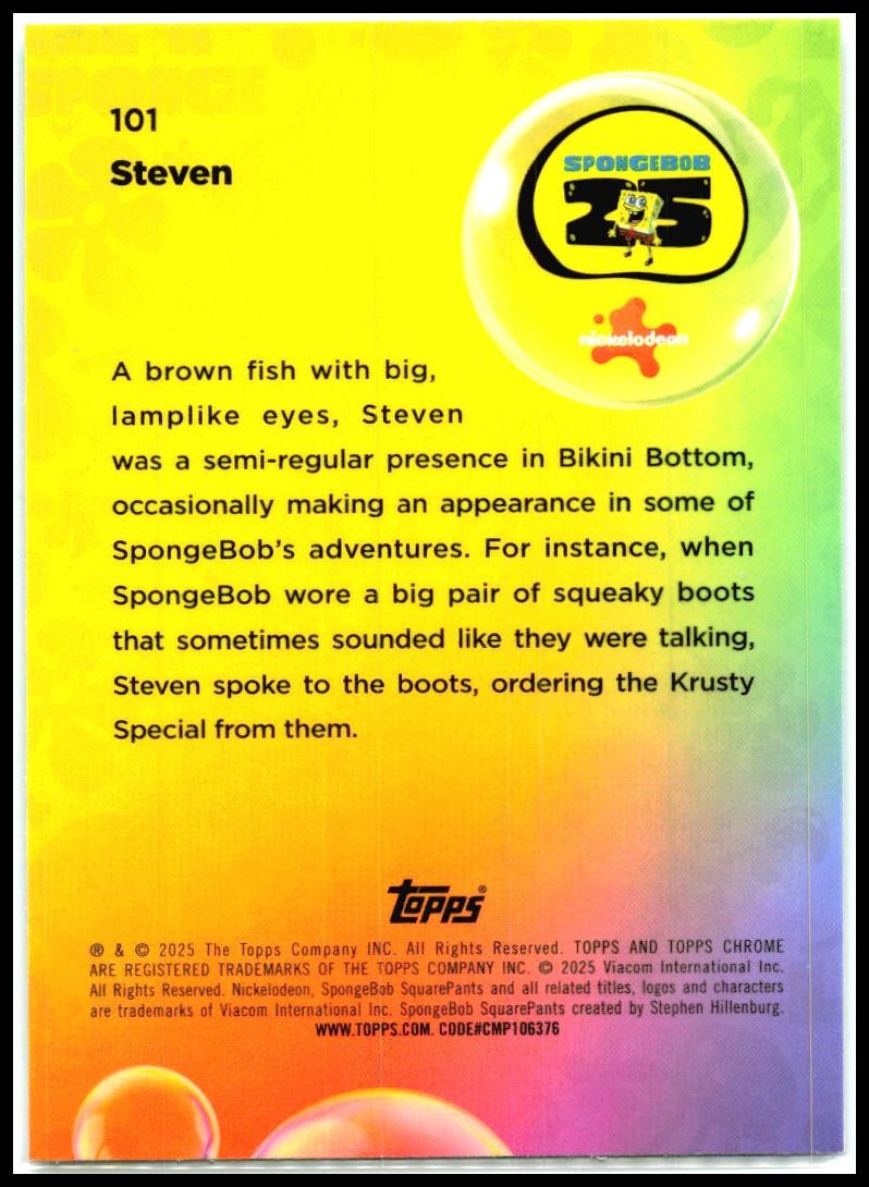 2025 Topps Chrome Spongebob Squarepants #101 Steven