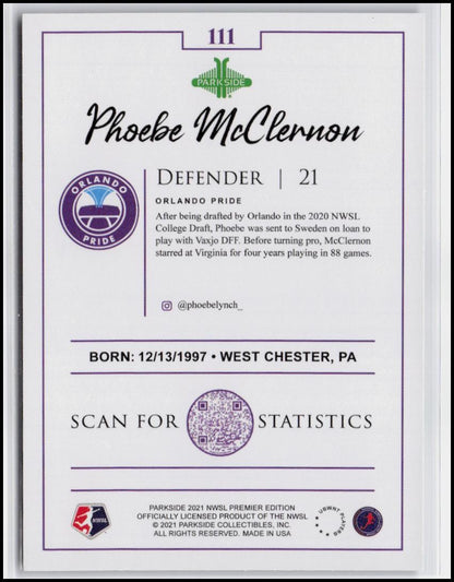 2021 Parkside NWSL Premier Edition #111 Phoebe McClernon