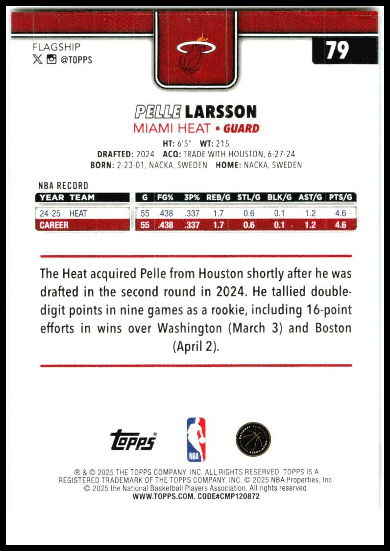 2025-26 Topps Foil Pattern #79 Pelle Larsson Miami Heat