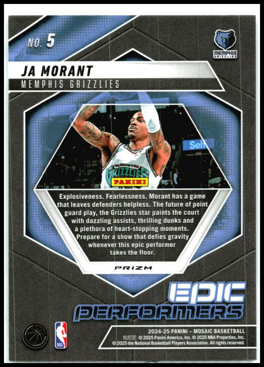2024-25 Panini Mosaic Epic Performers Mosaic #5 Ja Morant Memphis Grizzlies