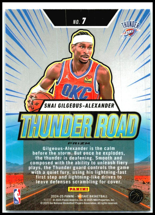 2024-25 Panini Mosaic Thunder Road Mosaic #7 Shai Gilgeous-Alexander Thunder