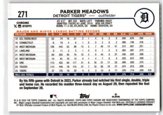 2024 Topps Pink #516 Parker Meadows Rookie Detroit Tigers