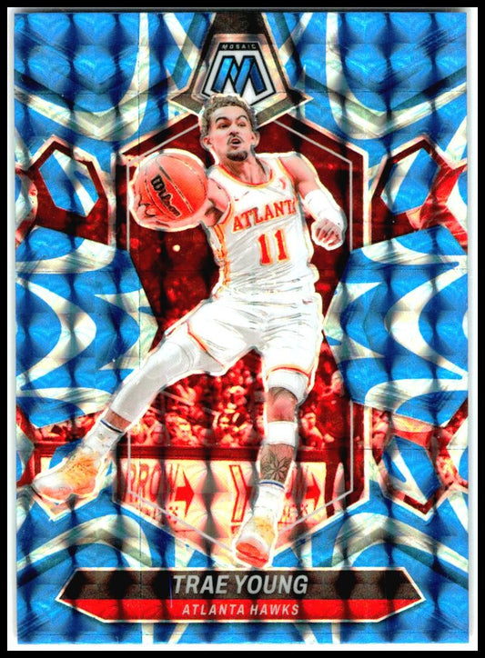 2023-24 Panini Mosaic Reactive Blue #107 Trae Young Atlanta Hawks