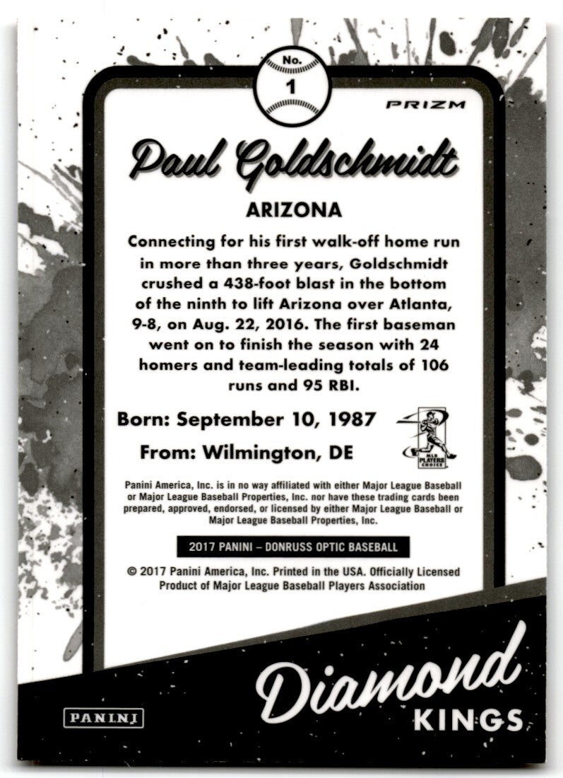2017 Panini Donruss Optic Diamond Kings Paul Goldschmidt Arizona Diamondbacks #1