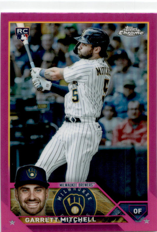 2023 Topps Chrome Pink Refractor #110 Garrett Mitchell Milwaukee Brewers
