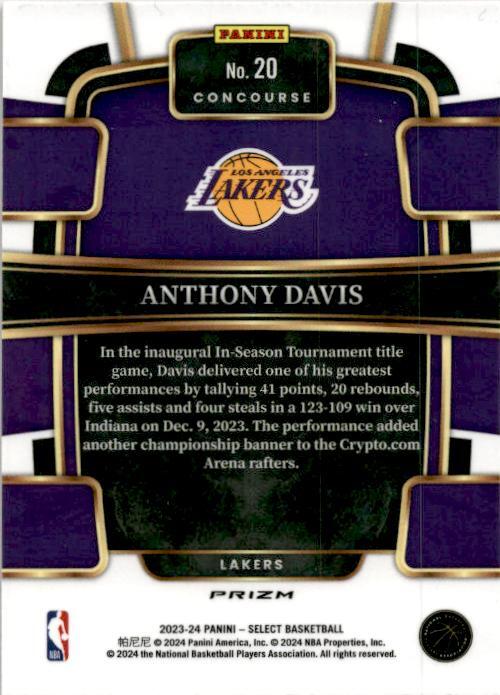 2023-24 Select Flash Orange Prizm #20 Anthony Davis Los Angeles Lakers