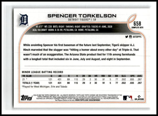 2022 Topps #658c Spencer Torkelson Detroit Tigers