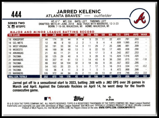 2024 Topps #444 Jarred Kelenic Atlanta Braves
