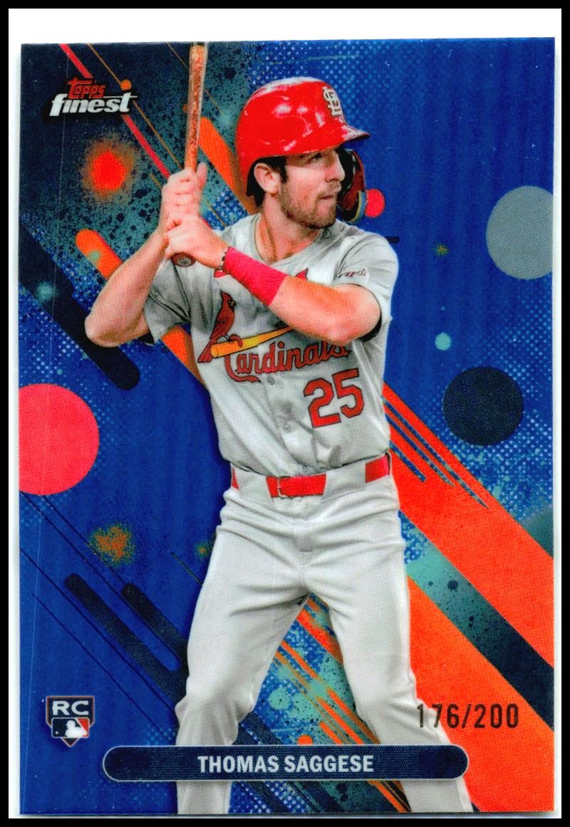 2025 Finest Blue #9 Thomas Saggese Rookie #/200 St. Louis Cardinals