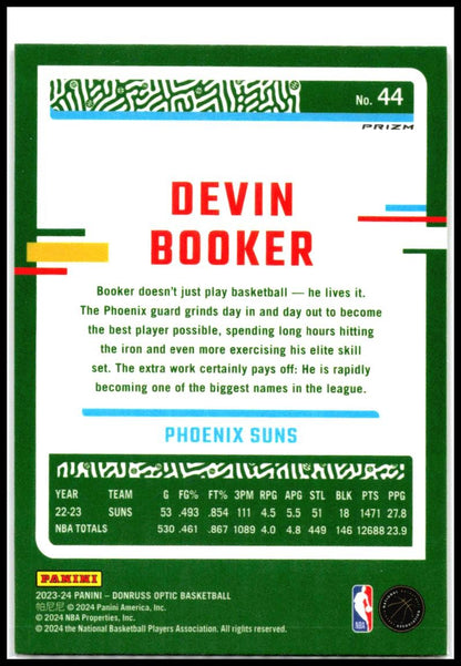 2023-24 Donruss Optic Hyper Pink #44 Devin Booker Phoenix Suns