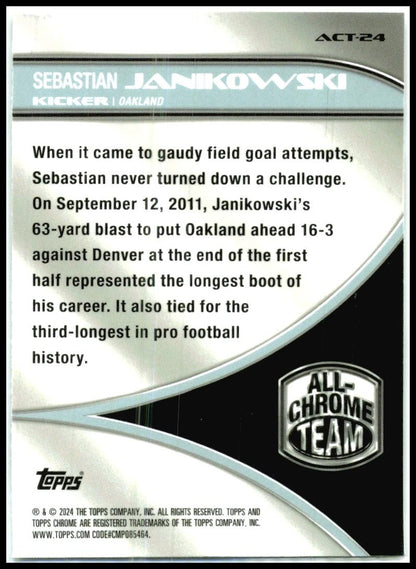 2024 Topps Chrome All Chrome Team #ACT-24 Sebastian Janikowski Oakland Raiders