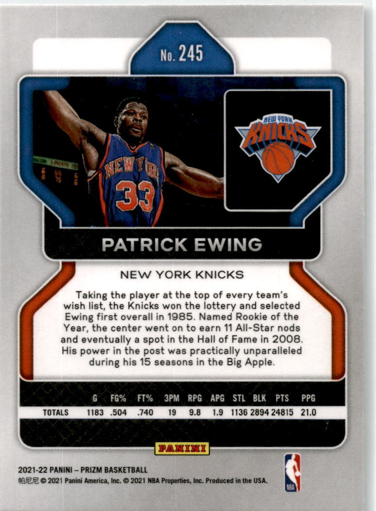 2021-22 Panini Prizm #245 Patrick Ewing New York Knicks