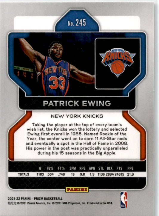 2021-22 Panini Prizm #245 Patrick Ewing New York Knicks