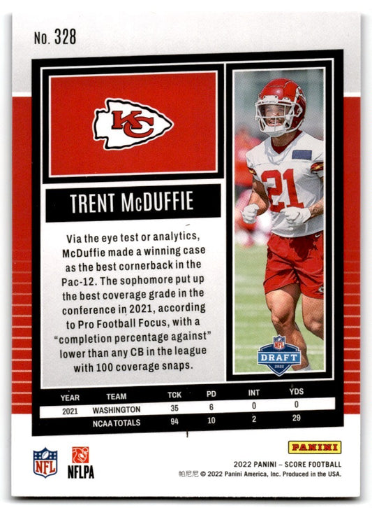 2022 Score Trent McDuffie Rookie Kansas City Chiefs #328