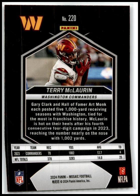 2024 Panini Mosaic #220 Terry McLaurin Washington Commanders