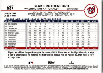 2024 Topps Summer Holliday #637 Blake Rutherford Nationals