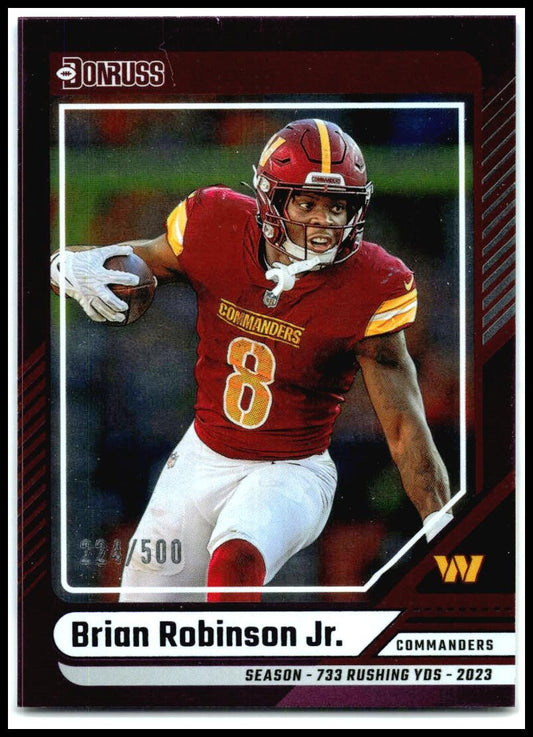 2024 Donruss Season Stat Line #39 Brian Robinson Jr. #/500 Washington Commanders