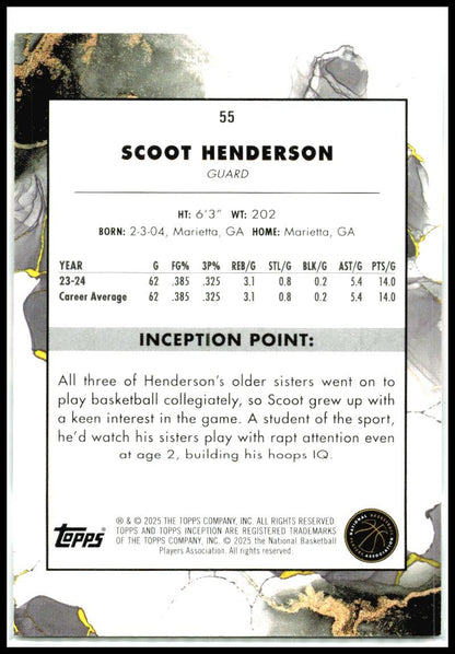 2024-25 Topps Inception #55 Scoot Henderson Portland Trail Blazers