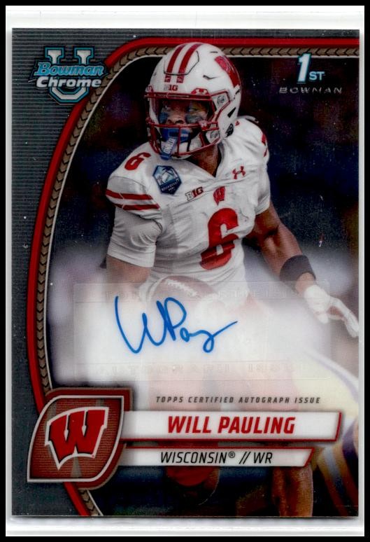 2024 Bowman University Chrome Prospect Auto #PA-WPA Will Pauling Auto Badgers