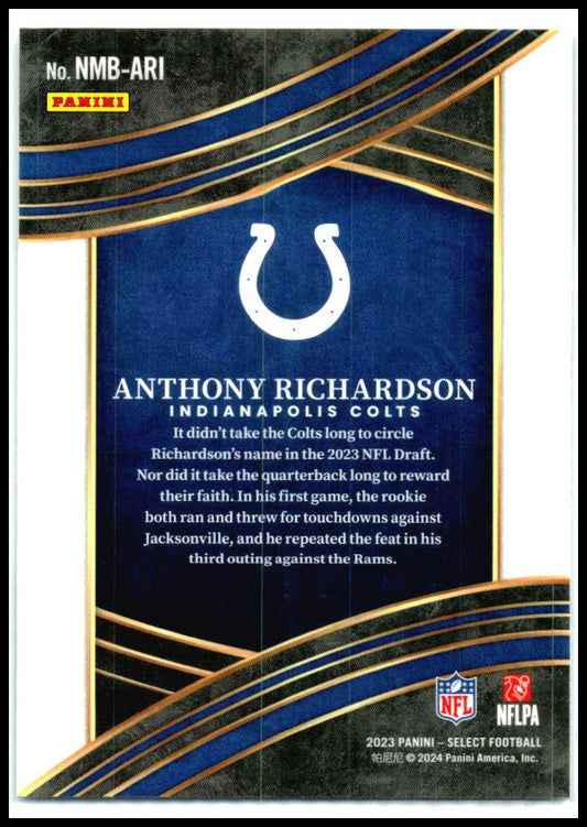 2023 Panini Select Select Numbers #NMB-ARI Anthony Richardson Indianapolis Colts