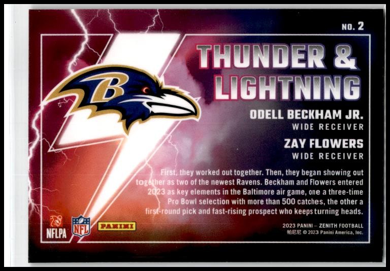 2023 Panini Zenith Thunder and Lightning #2 Beckham Jr. / Flowers Ravens