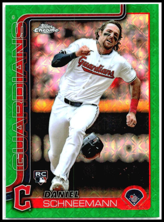2025 Topps Chrome Green Logofractor /99 #43 Daniel Schneemann Rookie Cleveland