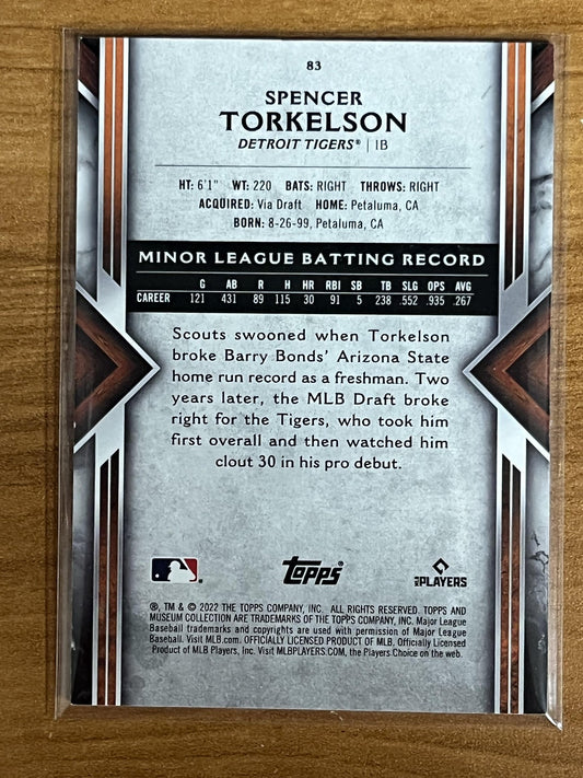 2022 Topps Museum Collection #83 Spencer Torkelson Rookie Detroit Tigers