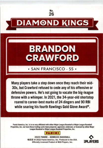 2022 Donruss Diamond Kings #26 Brandon Crawford