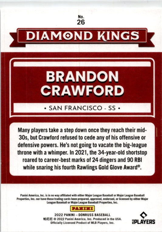 2022 Donruss Diamond Kings #26 Brandon Crawford
