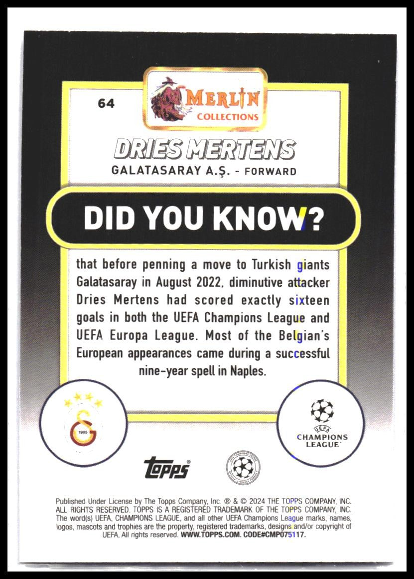 2023-24 Merlin UEFA Club Competitions #64 Dries Mertens