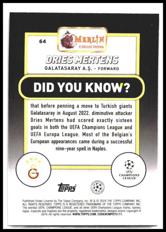 2023-24 Merlin UEFA Club Competitions #64 Dries Mertens