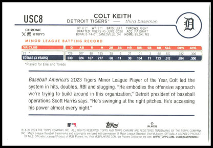 2024 Topps Chrome Update #USC8b Colt Keith Detroit Tigers