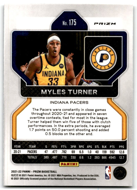 2021-22 Panini Prizm Ice Prizm Myles Turner Indiana Pacers #175
