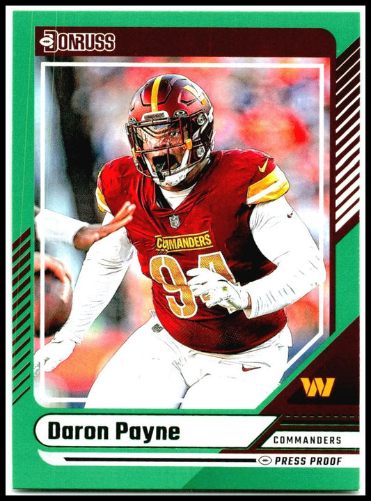 2024 Donruss Press Proof Green #5 Daron Payne Washington Commanders