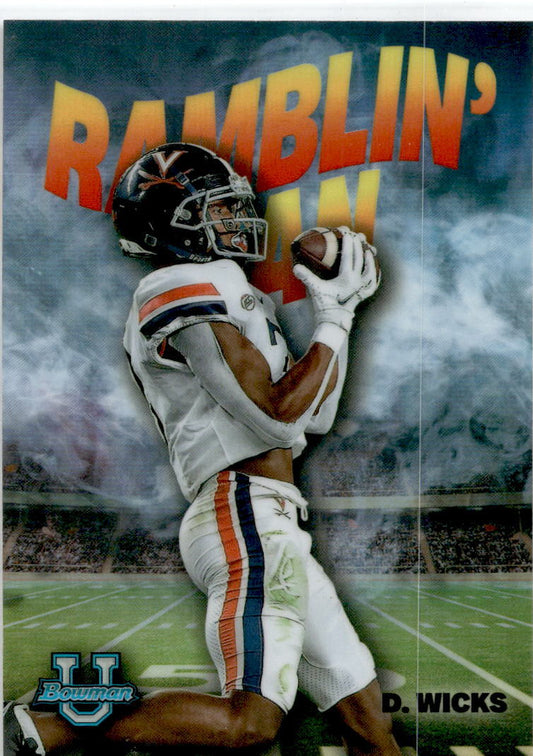 2022 Bowman University  Ramblin' Man #RM-11 Dontayvion Wicks Virginia Cavaliers