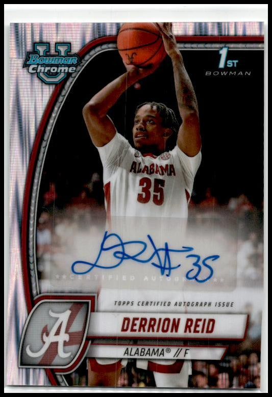 2024-25 Bowman University Chrome Silver Shimmer #20 Derrion Reid Auto Tide