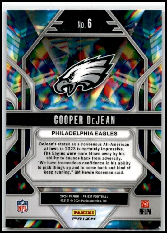 2024 Panini Prizm Prizmatic Green Prizm #6 Cooper DeJean Philadelphia Eagles