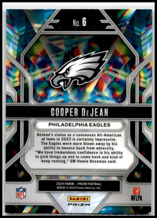 2024 Panini Prizm Prizmatic Green Prizm #6 Cooper DeJean Philadelphia Eagles