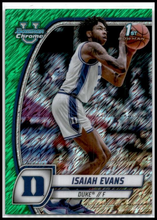 2024-25 Bowman University Chrome Green Shimmer Refractor #27 Isaiah Evans Duke