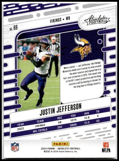 2024 Panini Absolute Retail #69 Justin Jefferson Minnesota Vikings