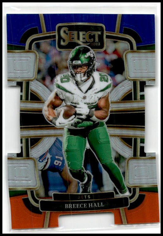 2023 Panini Select Blue and Orange Prizms Die Cuts #77 Breece Hall Jets