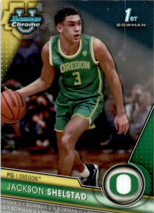 2023-24 Bowman University Chrome #65 Jackson Shelstad Oregon Ducks